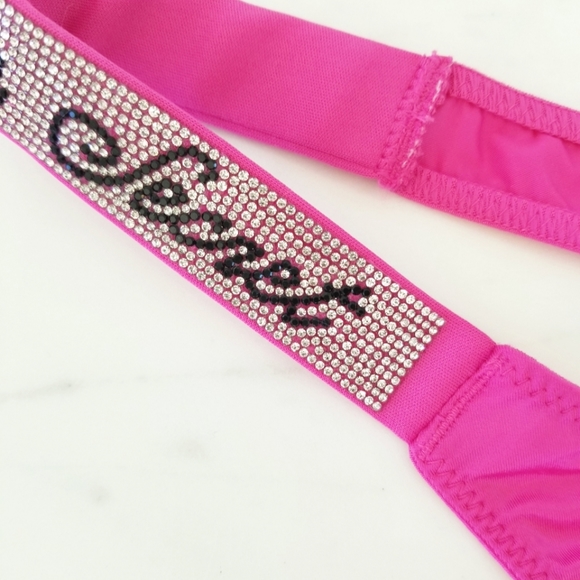 Victoria's Secret Very Sexy Rhinestone Crystal Shine Strap PINK Thong Panty NWT - Picture 6 of 12